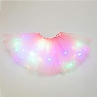 Girls Tutu Skirt, Little Girls LED Colorful Luminous Kids Star Sequin Ballet Skirt Princess Sparkling Tutu, Fancy Fluffy Ballet Dance Costume for 3-8 Years Kids