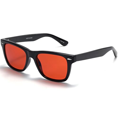 Image of ViewJoy Sleep Glasses 99.9% Blue Light Glasses Dual AR Coatings Amber Orange Lens for Computer Gaming Reduce Eyestrain