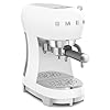 Smeg ECF02WHUK Espresso Coffee Machine with Steam Wand, 1950s Retro Design,stainless steel filter holder, an anti-drip system, White