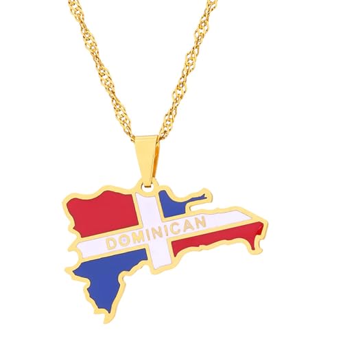 Fashion Stainless Steel Dominican Republic Map Pendant Necklace