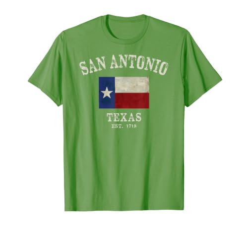 Vintage San Antonio Texas EST 1718 T-Shirt, Men, Grass Green, X-Large