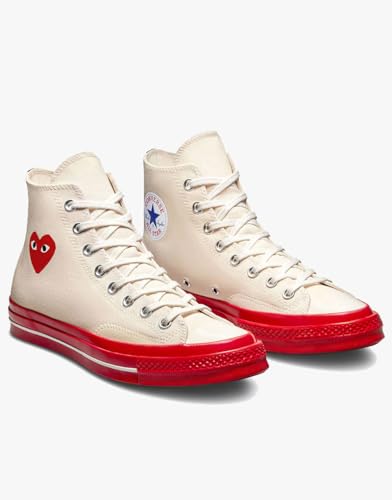 Converse Unisex 70 CDG Hi Pristine/Red/Egret 10 Men/Women 124