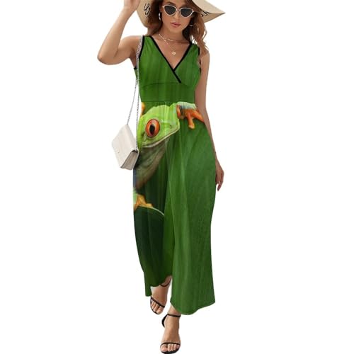 Robe longue d'été sans manches pour femmes | Maxi robe col V décontractée