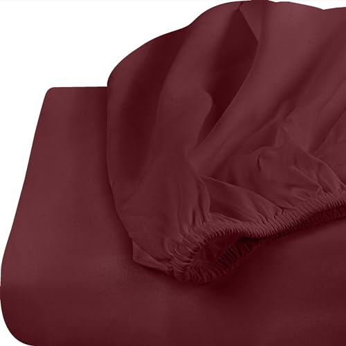 Image of Utopia Bedding Twin XL Fitted Sheets - Bulk Pack of 2 Bottom Sheets - Soft Brushed Microfiber - Deep Pockets - Shrinkage & Fade Resistant - Easy Care (Twin XL, Burgundy)