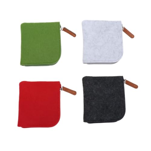 4 Pezzi Portamonete in Feltro Semplice Mini Portafoglio Cerniera Custodia Per Bambini Ragazze Contenere Monete Spiccioli Banconote Chiavi Ricevute