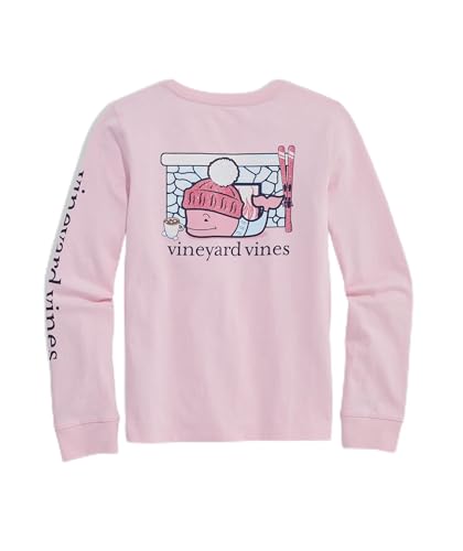 Vineyard Vines Girls' Apres Ski Cocoa Whale Long-Sleeve Pocket Tee, Flamingo, 2T