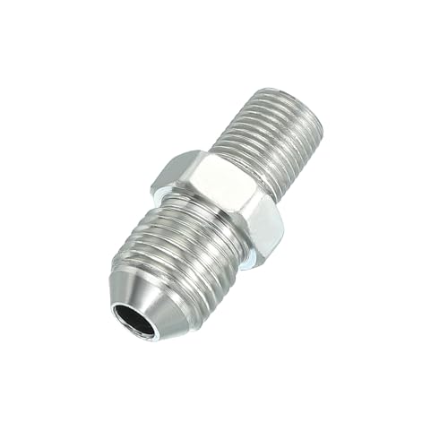 PATIKIL Hex Reducing Nipple Connectors Pipe Adapter 1/2" Male 37° Flare JIC x 1/8" Male NPT, Pipe Fitting Reducer Nipple Adapter Plated Steel Hydraulic Fitting