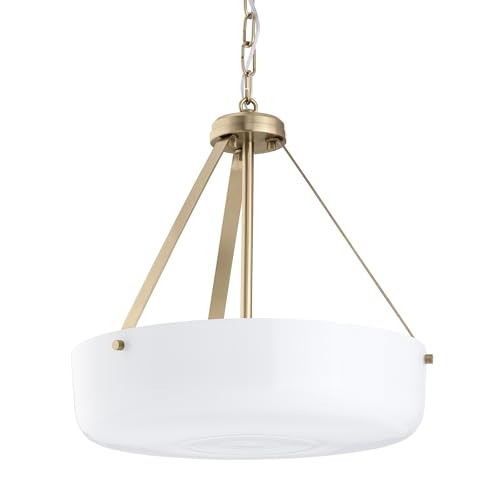 Progress Lighting Lieon Collection Three-Light Semi-Flush Convertible Light with White Glass Shade by Progress Lighting - Used condition - Image 3
