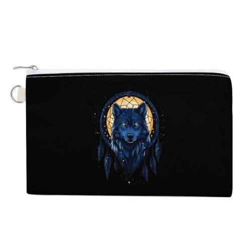 Dream-catcher Wolf Fashion Coin Purse Change Makeup Bag Canvas Pencil Pouch Travel