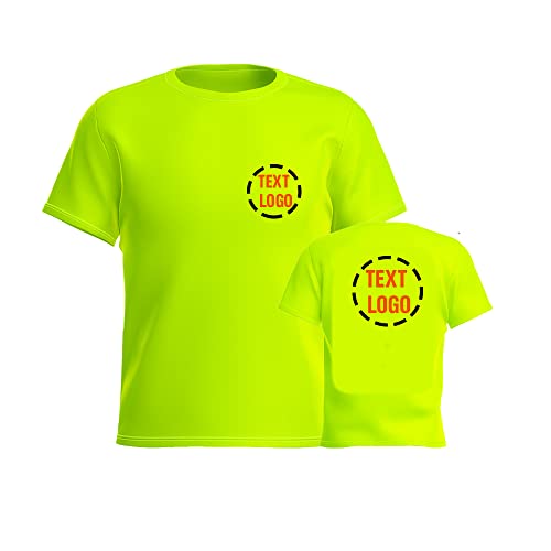 High Visibility Reflective Safety T-Shirts Custom Logo Hi Vis Short Sleeve Work Shirt for Men(Neon Yellow-2XL)