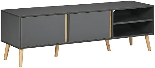 HOMCOM Meuble TV Design Scandinave 55 Pouces 150 x 35 x 45 cm Gri...