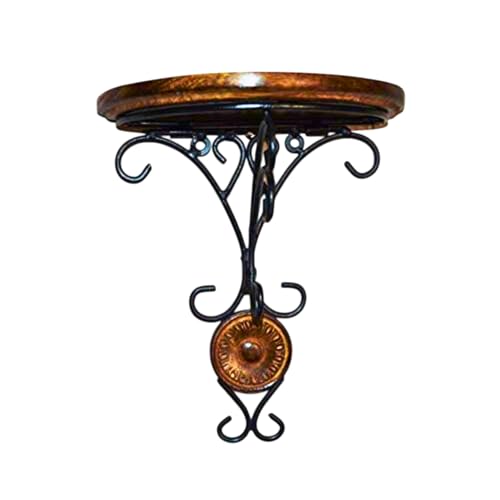 SALEEM HANDICRAFT Round Wall Shelf with Hook | Wooden & Iron Wall-Mounted Plant Stand | Vintage Floating Display Bracket for Home Décor | Hanging Storage Rack for Key, Bag, or Towel