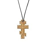 Collar con cruz de madera de Constantino el Grande y cordón del Monte Athos - cruz ortodoxa de haya hecha a mano con diseño bizantino, colgante religioso cristiano para la oración y el uso diario