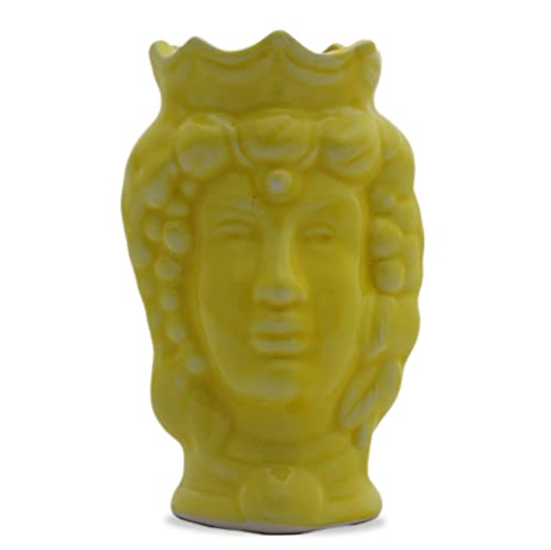 100% Artigianale Generico Testa di moro in porcellana di Capodimonte donna giallo passione regina 11 cm artigianale Forever fatto a mano originale da personalizzare