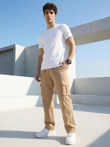 Image of Leriya Fashion Men Cargo Pants | 6 Pocket Cotton Cargo Joggers for Men | Loose Fit Stylish Pant with Pockets | Casual Baggy Trousers & Streetwear Lower (Available in Plus Size)