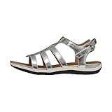 Respirant Geox Femme Vega D Sandales Plates, argenté, 42 EU