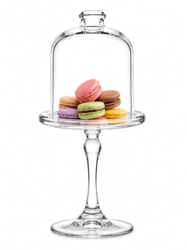 SWEET HOME Alzatina per dolci pasticceria in vetro con cupola