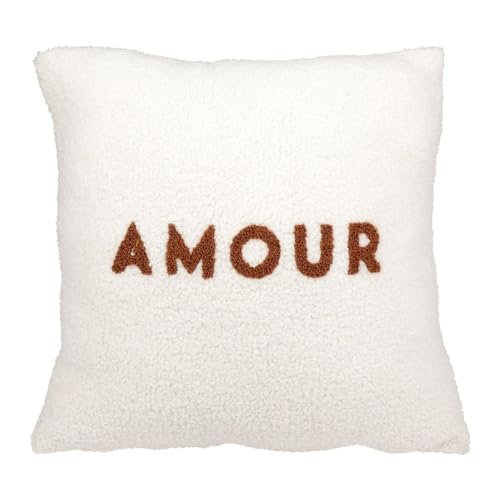 OSTARIA 36079 Housse de Coussin Carrée décorative Tissu Bouclette Amour - Housse/Taie Déco Résolument Tendance pour sublimer Votre intérieur - Housse...