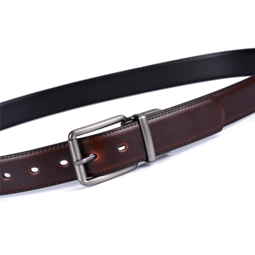 Men's Belt,Reversible Belt 1.25" For Gift Mens Casual Golf Dress pants shirts,One Reverse For 2 Sides Roller Rotated Buckle4