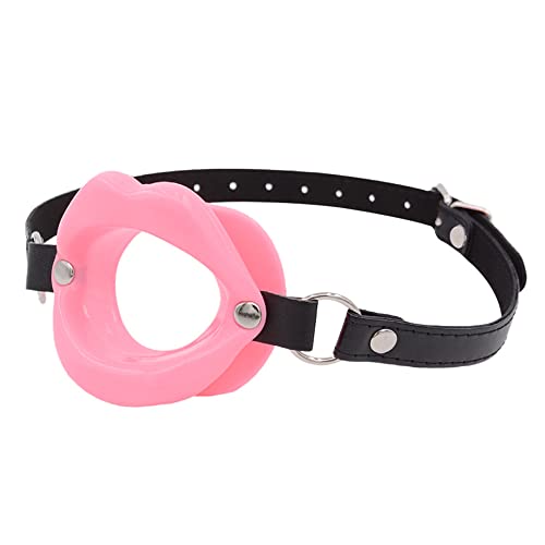Image of Leather Restraints Ball Mouth Plug Silicone Bondage Ball Gag Open Mouth Gag Ball Gag Black Lips BDSM Toys Adjustable Strap Adult Toys Silicone Restraint Slave SM Game for Lover Couple(PO2)