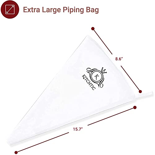 KITCHTIC Reusable Single Piping Bag - Premium Design, Dishwasher Safe - Cotton, Black - Professional Dressing Bag with E-Book Tips