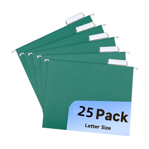 Pastas de arquivo suspensas, tamanho carta (25, verde)