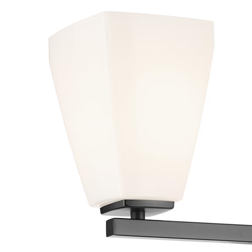 Image of Kichler Marant 21.25 inch 3-Light Bathroom Vanity Light Fixture with Opal Glass in Black, Modern Wall Mount Lighting for Powder Room Over Mirror (21.25 inch W x 9.5 inch H), 55216BK