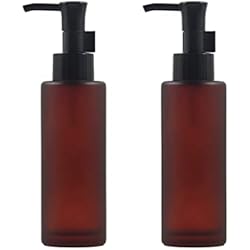 Dispensador De Liquidos De Vidrio 2 botellas de vidrio ámbar de 100 ml con bombas de loción negra recargables de vidrio líquido dispensador de crema de jabón dispensador de botellas de bomba para baño, cocina y jardín