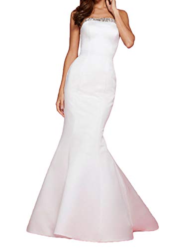 La_Marie Braut Weiss Elegant Meerjungfrau Abendkleider Ballkleider Hochzeitskleider Trumpet Etuikleider Lang Figurbetont Kleid-42 Weiss Cover