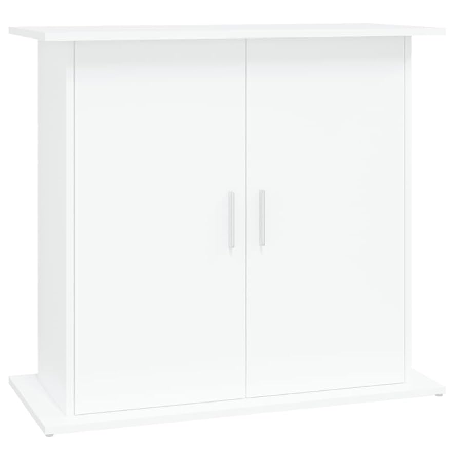 Aquarium Stand White Engineered Wood Medium Fish Tank Cabinet