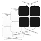 OAKDOLCHE 12PCS TENS Unit Electrode Pads 2'x2', Improved Gel (from Japan), Reusable TENS Replacement Pads, Latex-Free & Skin-Friendly, Compatible with TENS/EMS