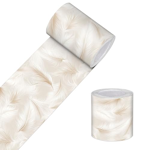 HOMETITUTE Wallpaper Border Peel and Stick Feather Texture Decorative Wall Trim Self Adhesive Border for Walls Mirror Frame Accent Strip for Bedroom Bathroom Kitchen Living Room 4x196 Inch