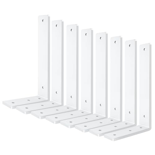 White Floating Shelf Bracket 14 Inch, 8 Pack Heavy Duty