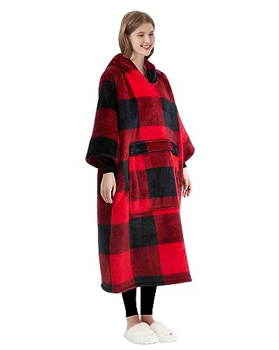Image of KFUBUO Wearable Blanket Hoodie for Adults Sherpa All Patterns Oversized Sweatshirt Blanket with Pocket