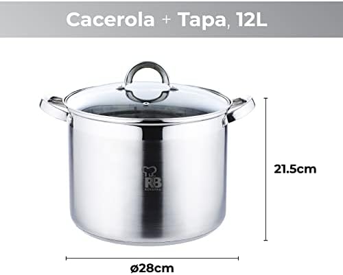 Renberg Alexander - Pot stainless steel glass lid 28x21.5 cm 12l suitable for induction