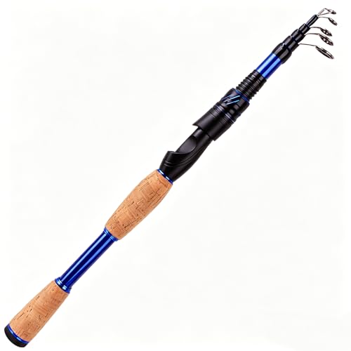 Portable Fishing Rods Telescopic Spinning Rod with 24T Carbon Blanks & Solid Carbon Tip Cork Handle Collapsible Rods Easy to Travel-6.9FT