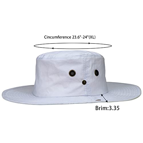 Mens Sun-Hat With Uv-Protection Boonie-Bucket-Hat Wide-Brim Fishing Safari Hat (White, Xl) #TOP2