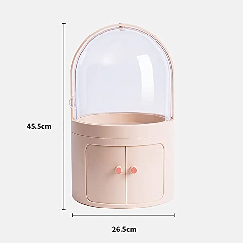 Boîte de rangement maquillage rose portable avec couvercle - 4