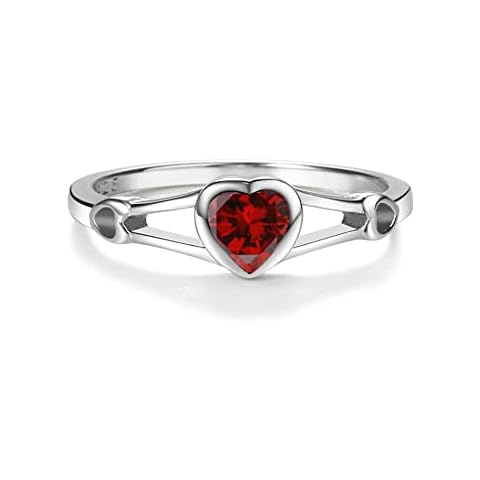 Sterling Silver Birthstone Heart Ring for Girls Cover