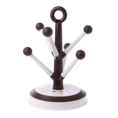 Candy Tree Cup Holder Kitchen Cup Storage Rack Tree Shape Mug Coffee Cups Drying Rack Holder Desktop Glass Drain Hanger Stand Organizer-8 Positions (Grey)