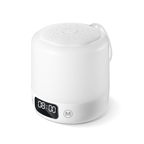 AuroraNiteBeam Night Light with Clock for Kids, Remote Control Dimmable Bedside Lamp, 3 Color Temperatures & 10/30/60min Timer for Bedroom Nursery...