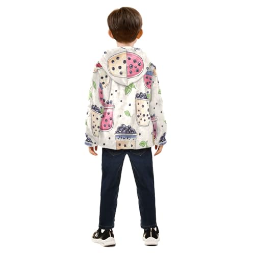 Bubble Tea Drinks Girls Fleece Jacket Girls Fall Jacket Girls Zip Up Hoodie Girls Sherpa Jacket 2-10T4