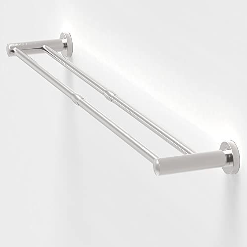 SAFETY+BEAUTY Toallero doble de 81,28 cm para baño o cocina, construcción de acero inoxidable (níquel cepillado)
