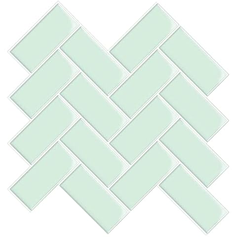 Tic Tac Tiles 10-Sheets Peel and Stick Tiles in Thicker Herringbone Design (Mint) Cover