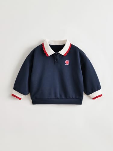 marc & janie Toddler Girl Heart Polo Collar Sweatshirt Top 5511792