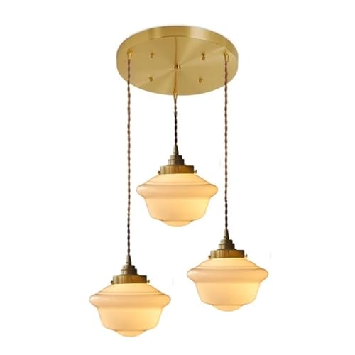 Lampe à pendentif LED à 3 têtes en verre blanc pour salon