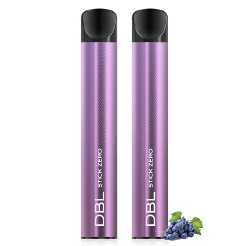 DBL 電子タバコ 使い捨て 持ち運び シーシャ ベイプ 2本入り グレープアイス 大容量 VAPE 禁煙パイポ 爆煙 水蒸気タバコ 禁煙サポート ニコチンなし タールなし STICK ZEROシリーズ