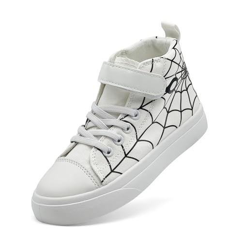 Toddler Boys Girls Shoes Kids High Top Canvas Sneakers Hook and Loops Lightweight Cartoon Casual Sneakers Walking Shoes
