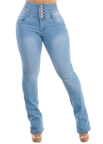 Image of Moda Xpress Women's Butt Lifting High Waisted Bootcut Jeans - Stretchy, Comfortable Flare Jeans in Junior Size Vintage Style