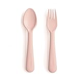 mushie Flatware Fork and Spoon Set for Kids | Made in Denmark (Blush)